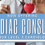 Blog Title in a blue banner accross image of a doctor holding a little red heart in one hand and a sethiscope in the other hand